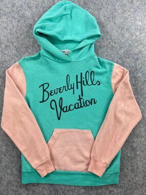 Wildfox Hoodie Sweatshirt Beverly Hills Vacation Sz S Pink Blue